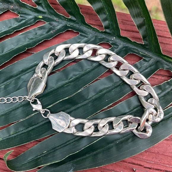 Express Chunky Cuban Wrist Bracelet/ Silver - Picture 2 of 4